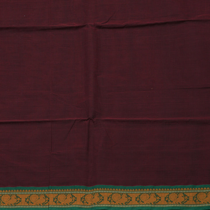 Hayagrivas Wine Maroon Pure Cotton Saree with Green Border KBE1476J16-1