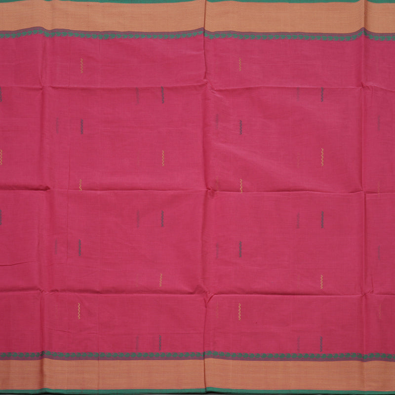 Hayagrivas Pink Pure Cotton Saree with Pink with Green Edging Border KBE1476J2-3