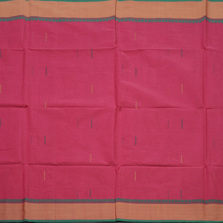 Hayagrivas Pink Pure Cotton Saree with Pink with Green Edging Border KBE1476J2-3