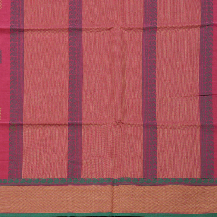 Hayagrivas Pink Pure Cotton Saree with Pink with Green Edging Border KBE1476J2-3