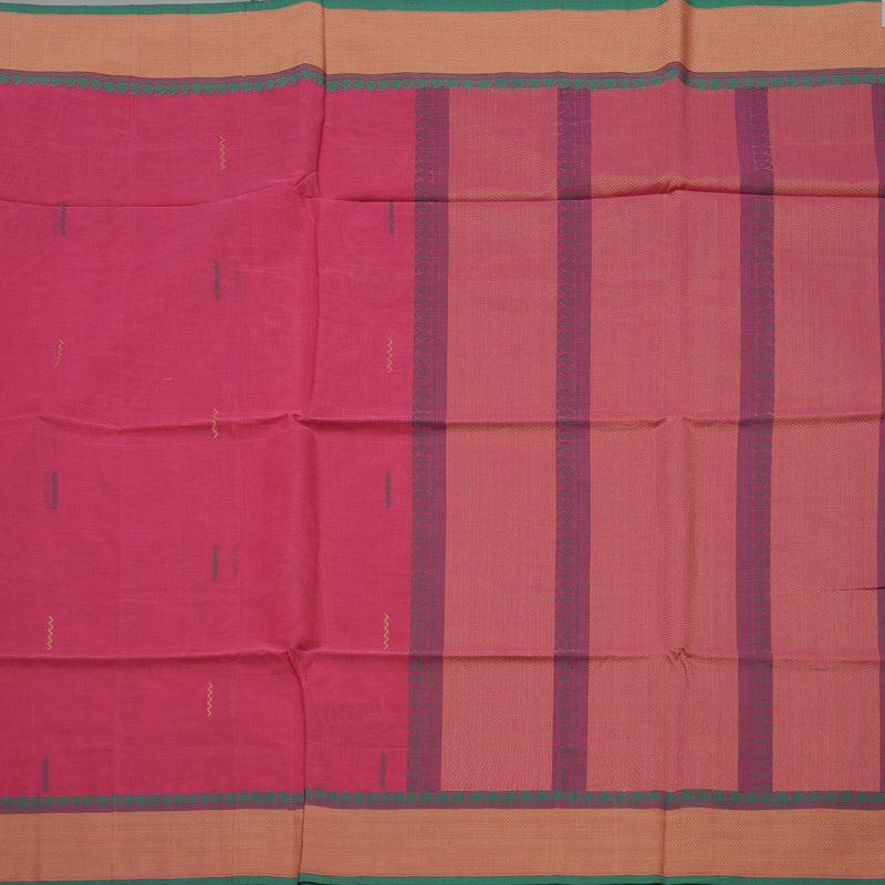 Hayagrivas Pink Pure Cotton Saree with Pink with Green Edging Border KBE1476J2-3