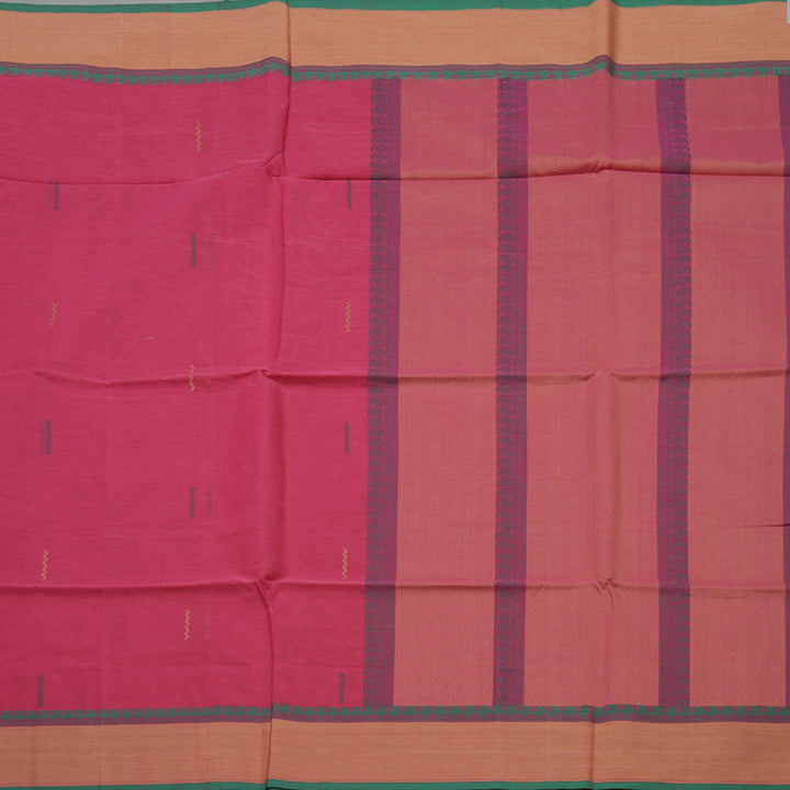 Hayagrivas Pink Pure Cotton Saree with Pink with Green Edging Border KBE1476J2-3