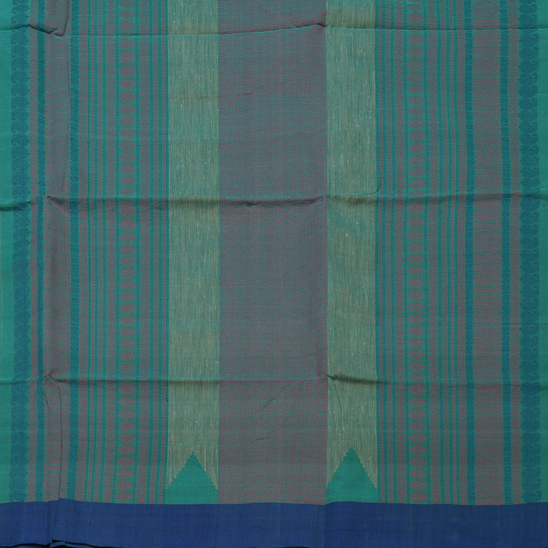 Hayagrivas Rama Green Pure Cotton Saree with Blue Border KBE1476J8-2