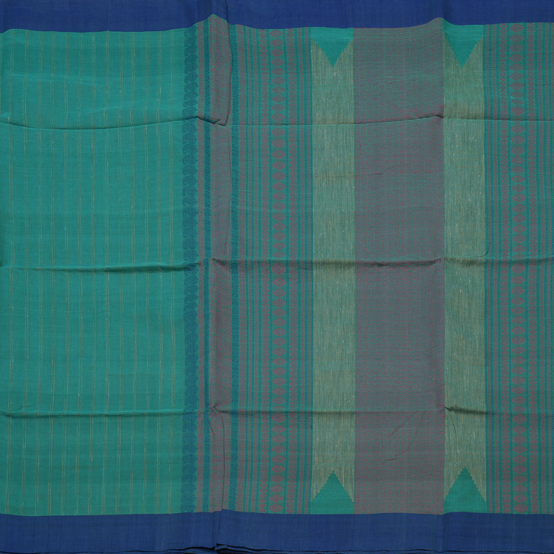 Hayagrivas Rama Green Pure Cotton Saree with Blue Border KBE1476J8-2
