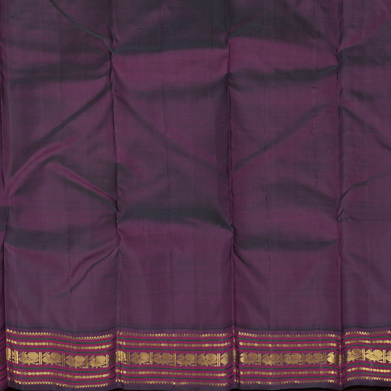 Hayagrivas Handloom Yellow Kanjivaram Silk Saree with Wine Purple Border KBE1478J1-1