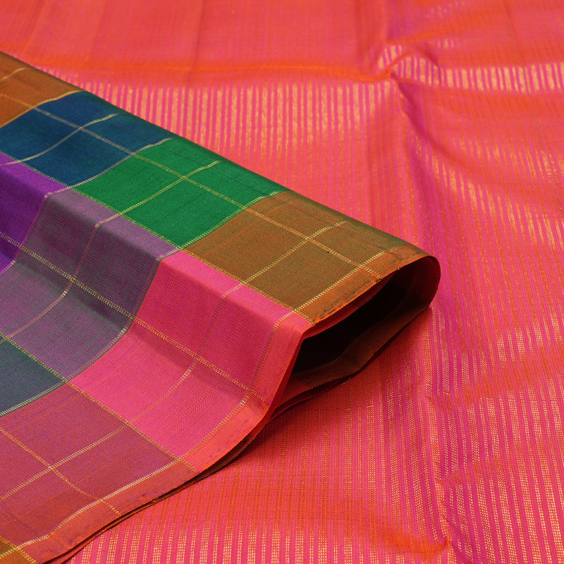 Hayagrivas Handloom Multicolour Checks Kanjivaram Silk Saree KBE1480J1-1