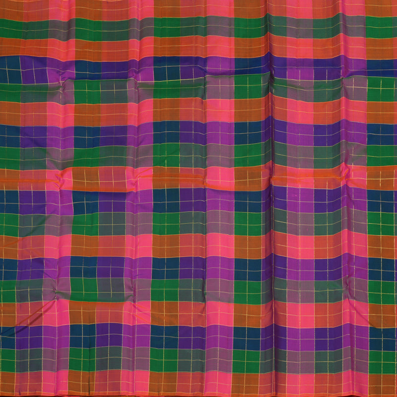Hayagrivas Handloom Multicolour Checks Kanjivaram Silk Saree KBE1480J1-1