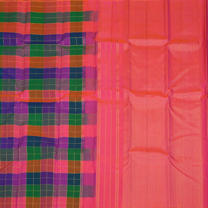 Hayagrivas Handloom Multicolour Checks Kanjivaram Silk Saree KBE1480J1-1