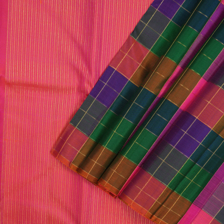 Hayagrivas Handloom Multicolour Checks Kanjivaram Silk Saree KBE1480J1-1