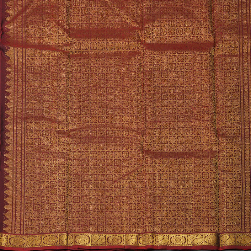 Hayagrivas Handloom Bottle Green Kanjivaram Silk Saree with Wine Maroon Border KBE1480J8-1