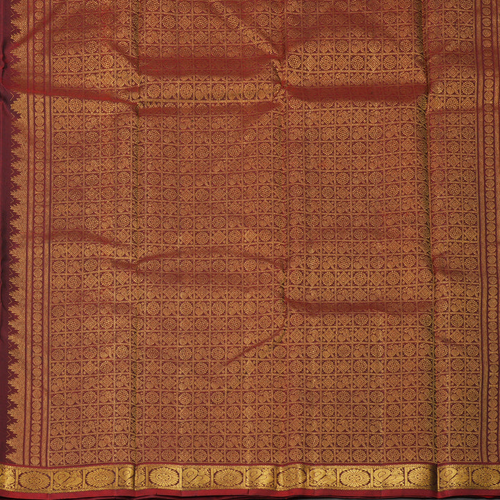 Hayagrivas Handloom Bottle Green Kanjivaram Silk Saree with Wine Maroon Border KBE1480J8-1