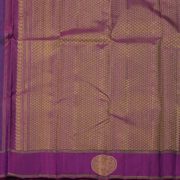 Hayagrivas Handloom Midnight Blue Kanjivaram Silk Saree with Wine Purple Border KBE1482J1-1