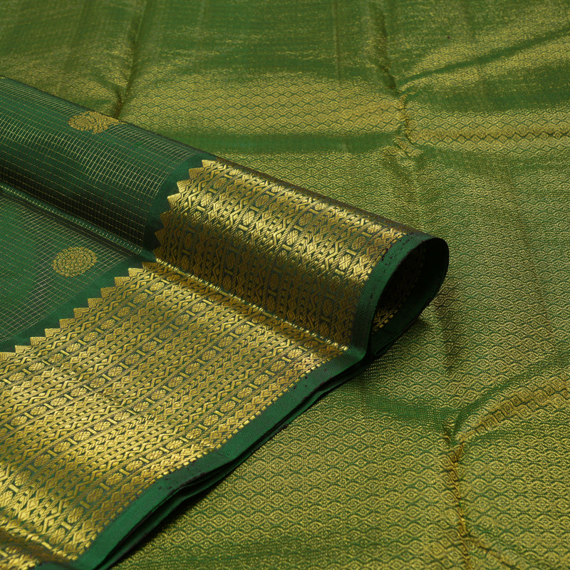 Hayagrivas Handloom Dark Green Kanjivaram Silk Saree KBE1482J10-2