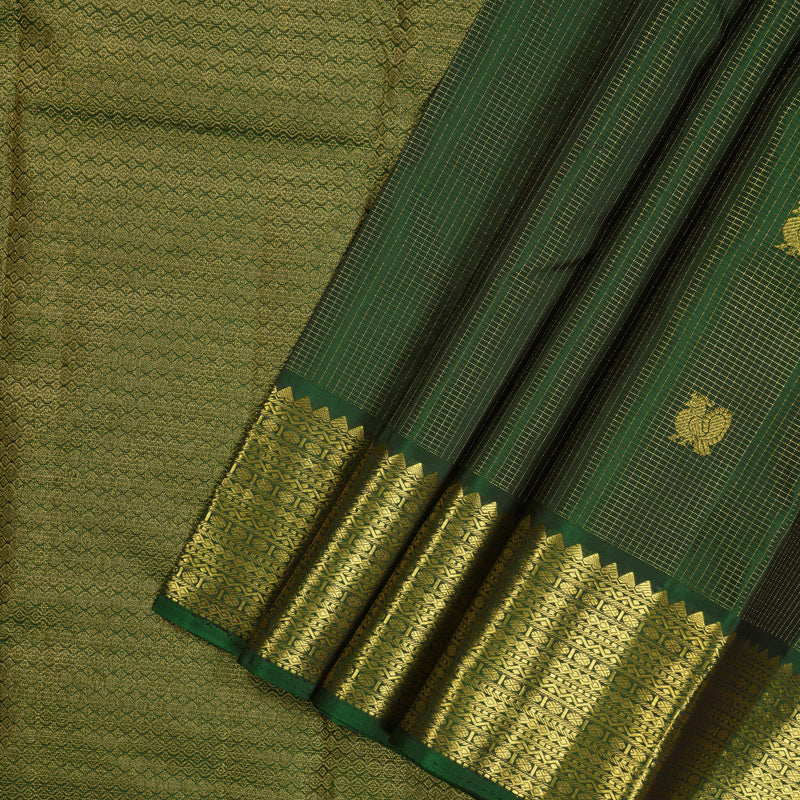Hayagrivas Handloom Dark Green Kanjivaram Silk Saree KBE1482J10-2