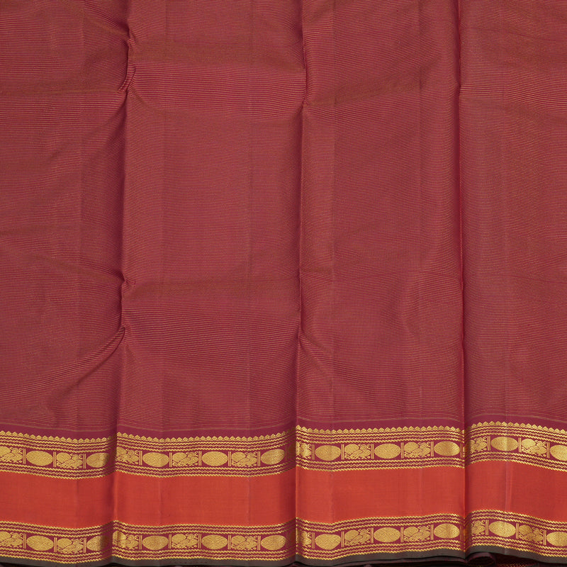 Hayagrivas Handloom Pale Yellow Kanjivaram Silk Saree with Rust Orange Border KBE1482J13-1
