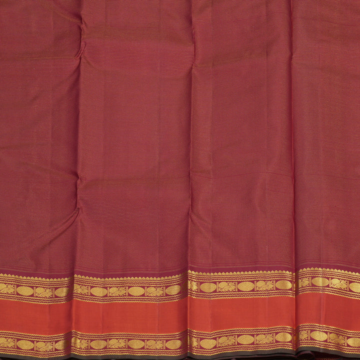 Hayagrivas Handloom Pale Yellow Kanjivaram Silk Saree with Rust Orange Border KBE1482J13-1