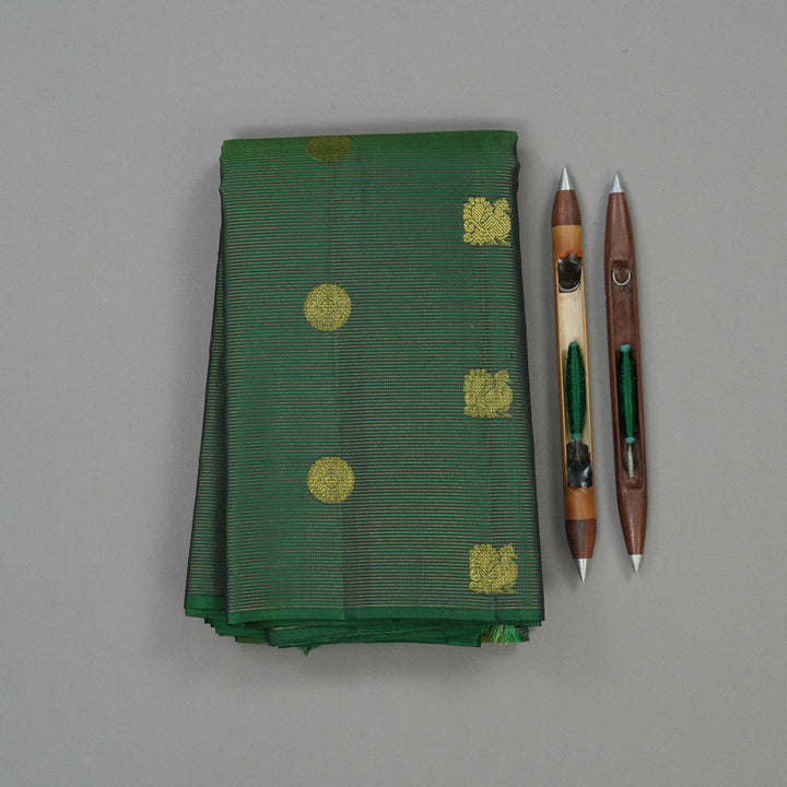 Hayagrivas Handloom Dark Green Kanjivaram Silk Saree KBE1482J14-4