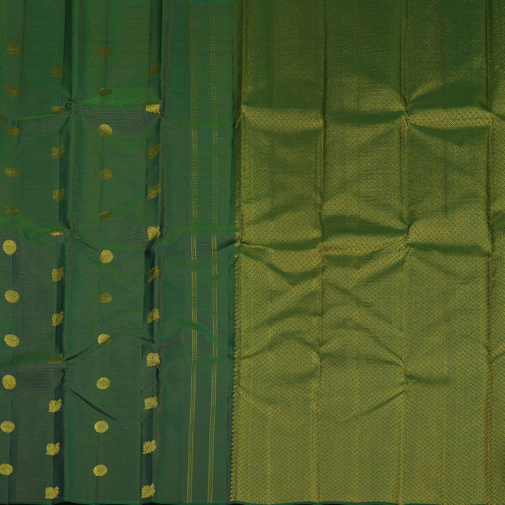 Hayagrivas Handloom Dark Green Kanjivaram Silk Saree KBE1482J14-4