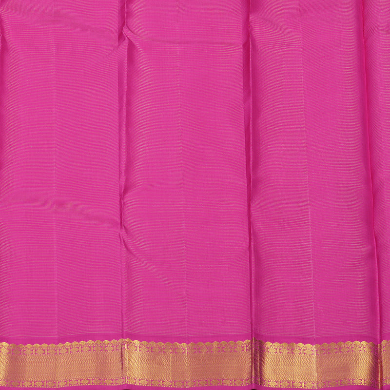 Hayagrivas Handloom Half White Kanjivaram Silk Saree with Rani Pink border KBE1482J2-1