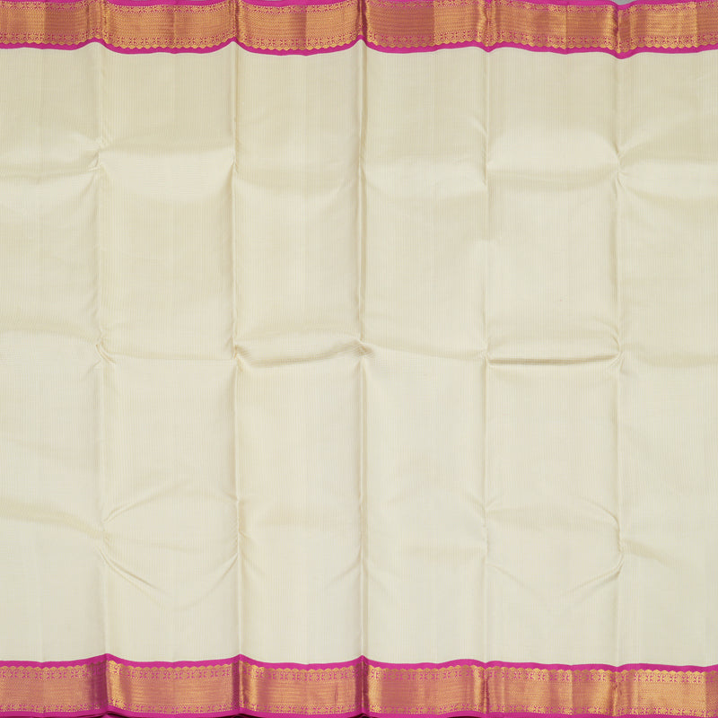 Hayagrivas Handloom Half White Kanjivaram Silk Saree with Rani Pink border KBE1482J2-1