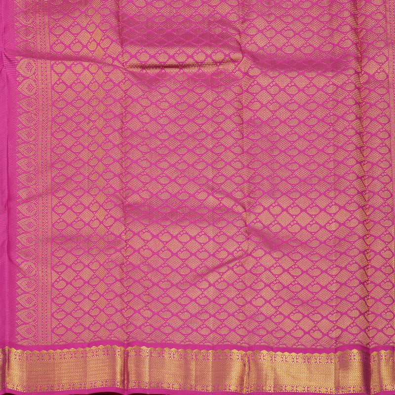 Hayagrivas Handloom Half White Kanjivaram Silk Saree with Rani Pink border KBE1482J2-1