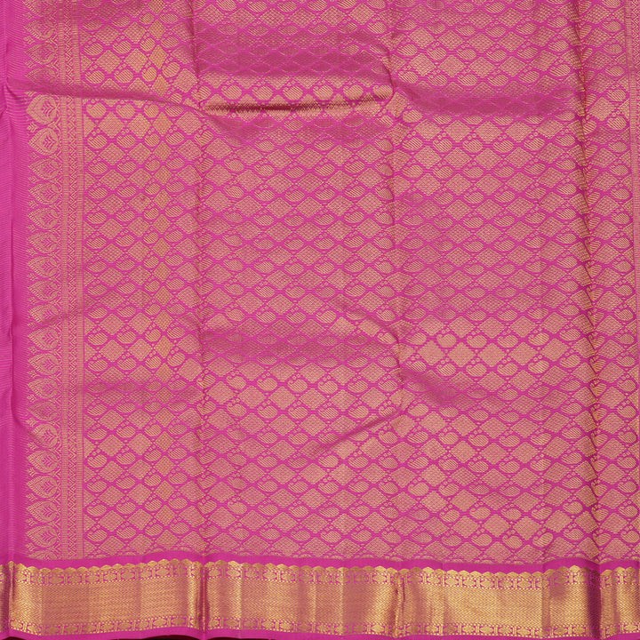 Hayagrivas Handloom Half White Kanjivaram Silk Saree with Rani Pink border KBE1482J2-1