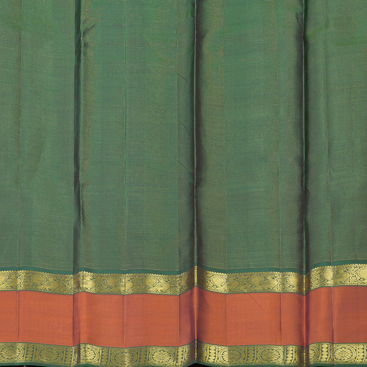 Hayagrivas Handloom Bottle Green Kanjivaram Silk Saree with Rust Orange border KBE1482J5-6