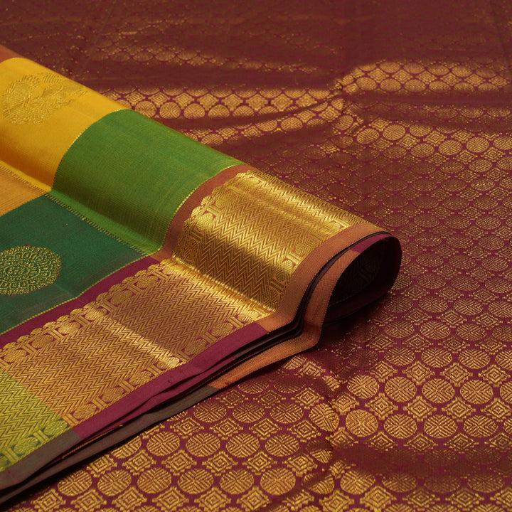 Hayagrivas Paalum Pazhamum Checks Kanjivaram Silk Saree with Maroon Blouse & Pallu KBE1482J8-4