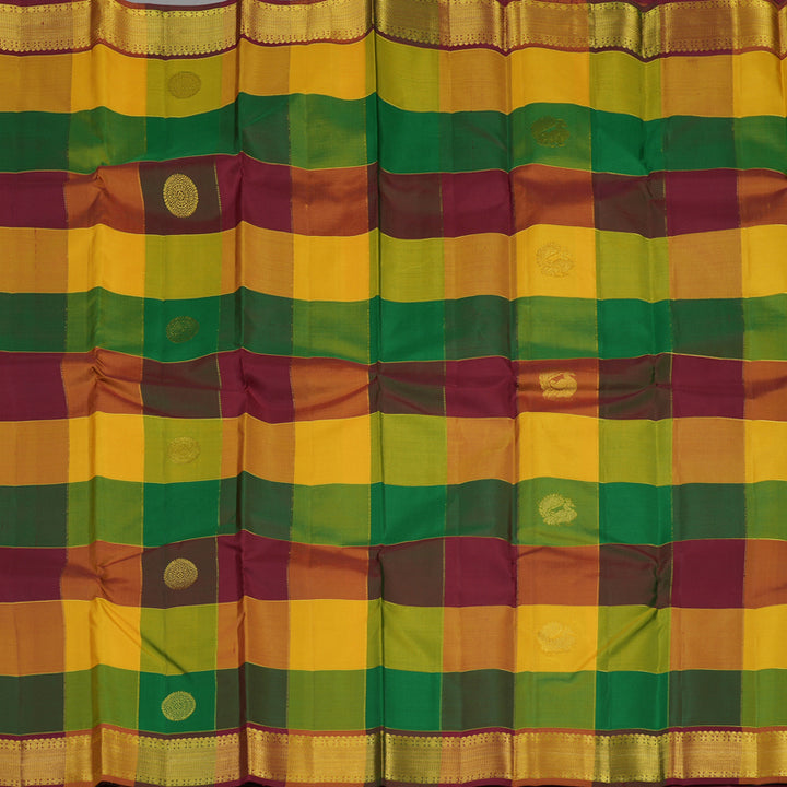 Hayagrivas Paalum Pazhamum Checks Kanjivaram Silk Saree with Maroon Blouse & Pallu KBE1482J8-4