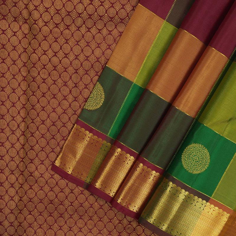Hayagrivas Paalum Pazhamum Checks Kanjivaram Silk Saree with Maroon Blouse & Pallu KBE1482J8-4