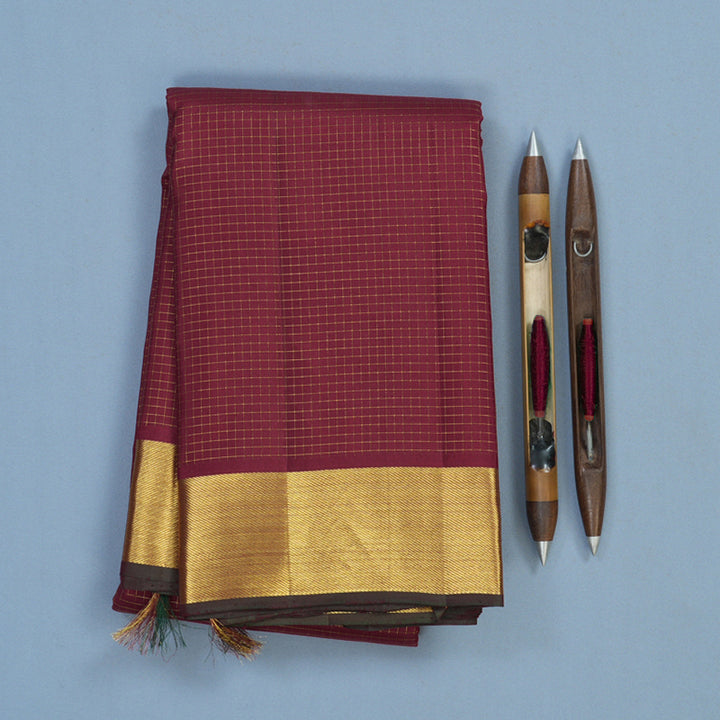 Hayagrivas Handloom Koorai Araku Maroon Kanjivaram Silk Saree KBE1482J9-1