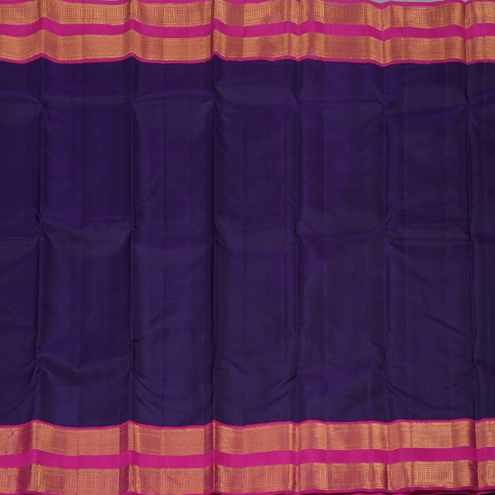 Hayagrivas Handloom Deep Violet Kanjivaram Silk Saree with Rani Pink Border KBE1484J2-1