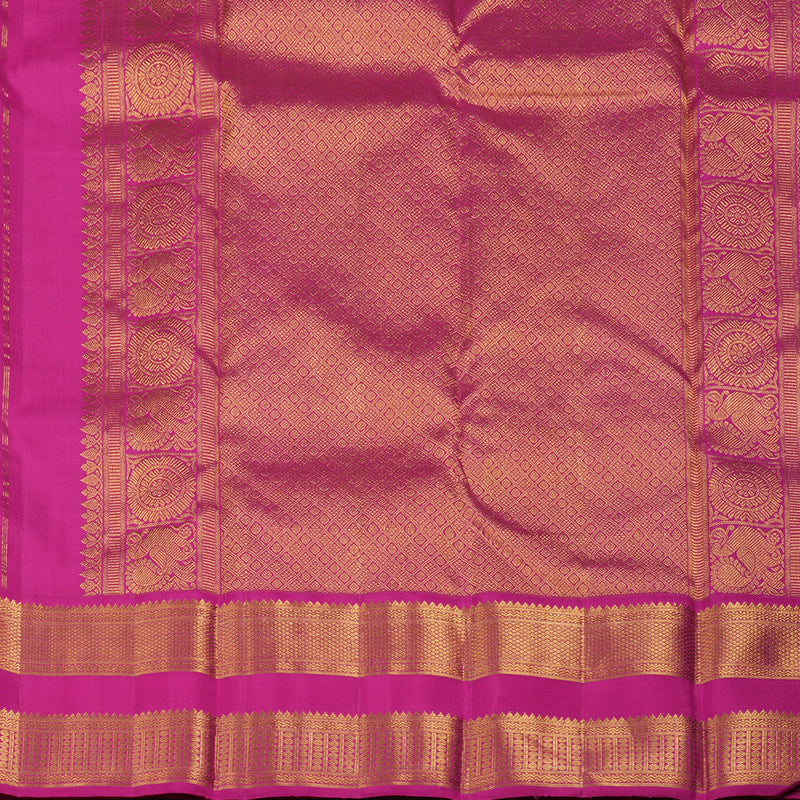 Hayagrivas Handloom Deep Violet Kanjivaram Silk Saree with Rani Pink Border KBE1484J2-1