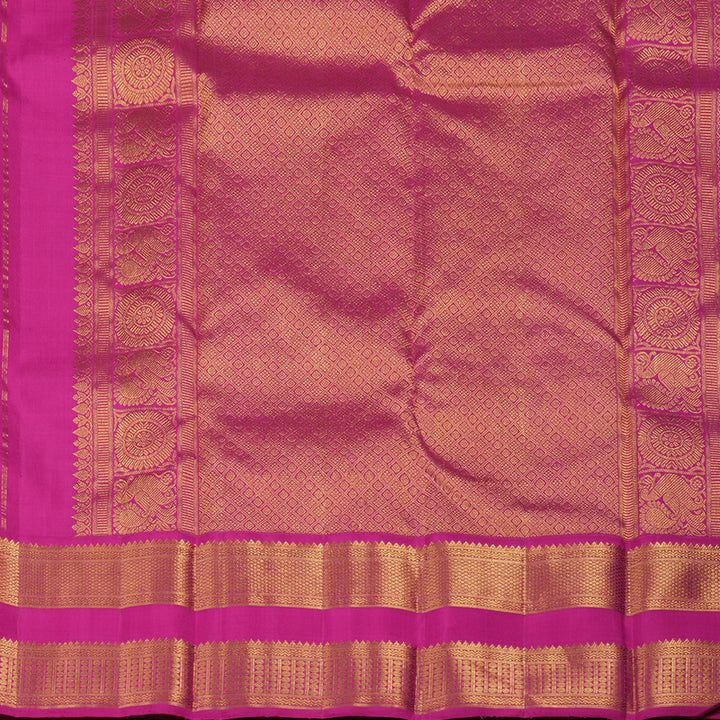 Hayagrivas Handloom Deep Violet Kanjivaram Silk Saree with Rani Pink Border KBE1484J2-1