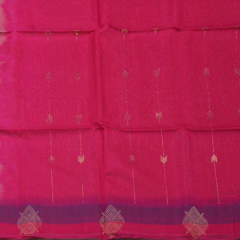 Hayagrivas Half Dutch White Pure Kora Silk Cotton Saree with Light Pink Border KBE1485J1-1