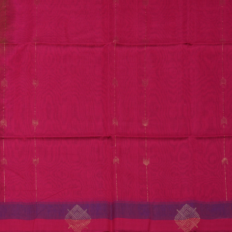Hayagrivas Handloom Deep Sampanga Green Pure Kora Silk Cotton Saree with Pink & Blue Border KBE1485J1-2