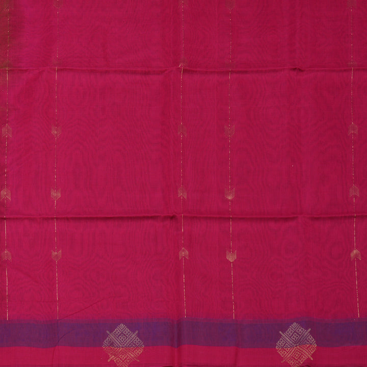 Hayagrivas Handloom Deep Sampanga Green Pure Kora Silk Cotton Saree with Pink & Blue Border KBE1485J1-2