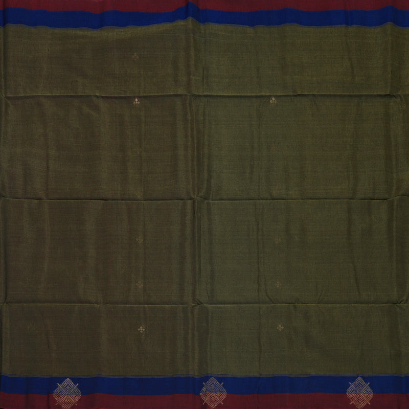 Hayagrivas Handloom Royal Grey Pure Kora Silk Cotton Saree with Maroon & Royal Blue Border KBE1485J1-3