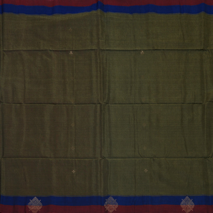 Hayagrivas Handloom Royal Grey Pure Kora Silk Cotton Saree with Maroon & Royal Blue Border KBE1485J1-3