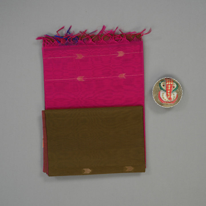 Hayagrivas Dry Mehandi Green Kora Silk Cotton Saree KBE1485J1-4