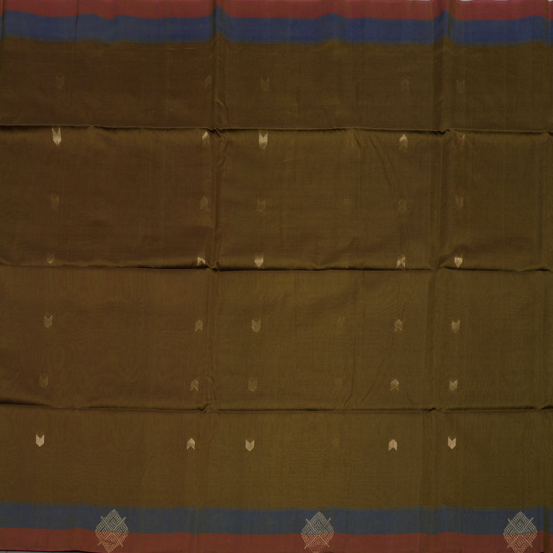 Hayagrivas Dry Mehandi Green Kora Silk Cotton Saree KBE1485J1-4