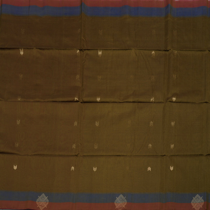 Hayagrivas Dry Mehandi Green Kora Silk Cotton Saree KBE1485J1-4