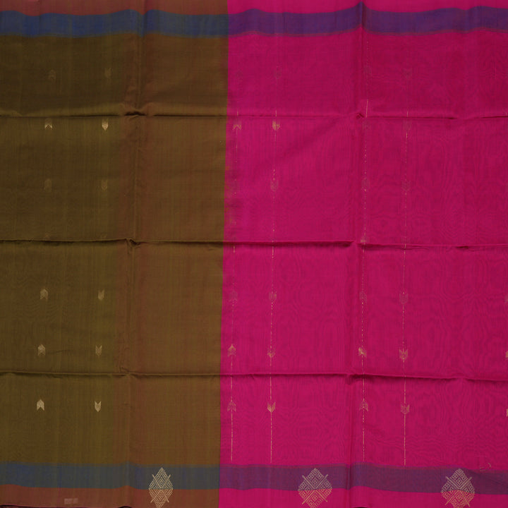 Hayagrivas Dry Mehandi Green Kora Silk Cotton Saree KBE1485J1-4