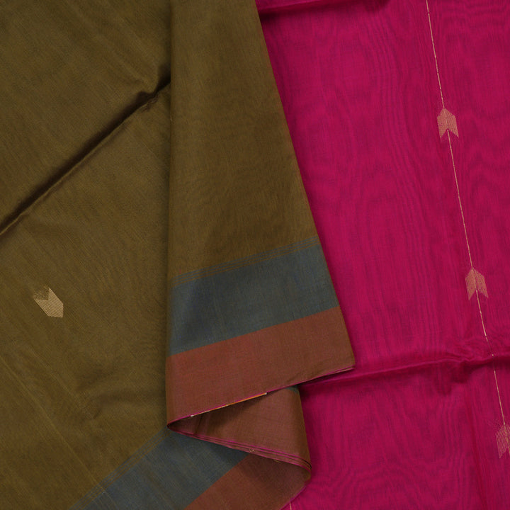 Hayagrivas Dry Mehandi Green Kora Silk Cotton Saree KBE1485J1-4