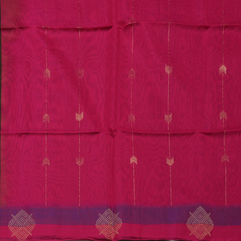 Hayagrivas Deep Brown Pure Kora Silk Cotton Saree with Wine Purple Border KBE1485J1-8