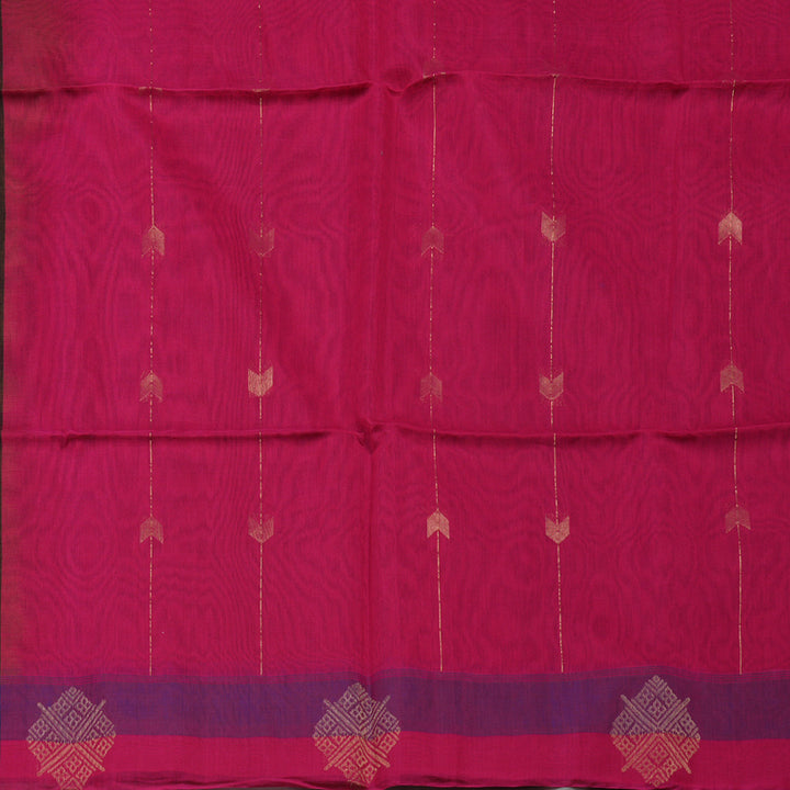 Hayagrivas Deep Brown Pure Kora Silk Cotton Saree with Wine Purple Border KBE1485J1-8