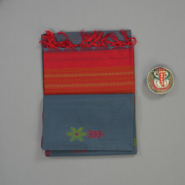 Hayagrivas Grey Kora Silk Cotton Saree KBE1485J3-10