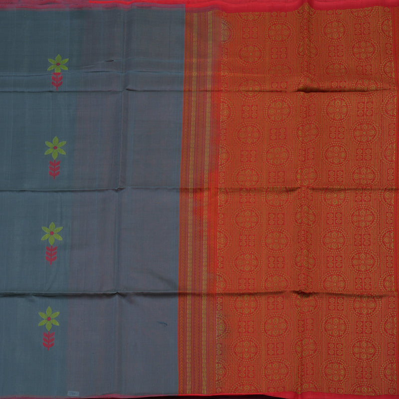 Hayagrivas Grey Kora Silk Cotton Saree KBE1485J3-10