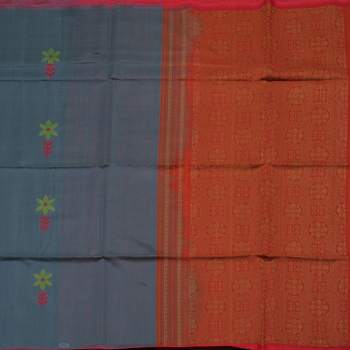 Hayagrivas Grey Kora Silk Cotton Saree KBE1485J3-10