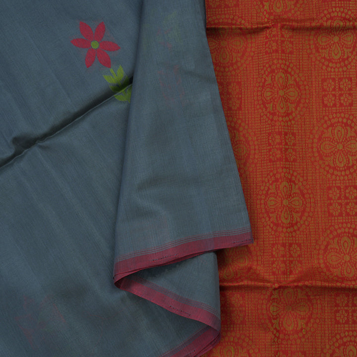Hayagrivas Grey Kora Silk Cotton Saree KBE1485J3-10